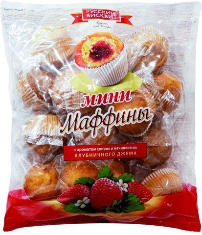 Мини-мафины РУССКИЙ БИСКВИТ с Клубникой 465гр 035116 фото