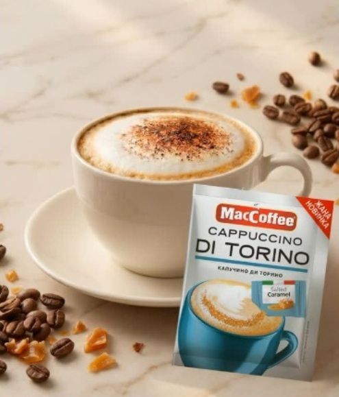 Кофейный напиток 3в1 MacCoffee Cappuccino Di Torino с Солёной Карамелью 20пак 007238 фото