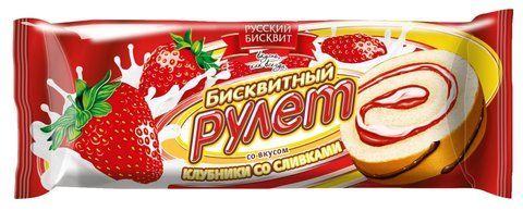 Rulada RUSKII BISCVIT cu gust de Capsuna cu Frisca 175g 035106 foto