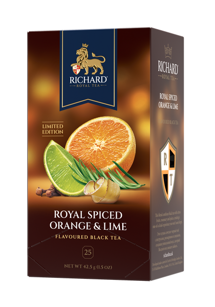 Чай Richard "ROYAL SPICED ORANGE & LIME" чай чёрный ароматизированный в формате 25 саш. ID999MARKET_6792610 фото