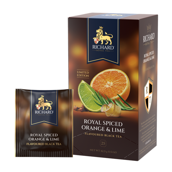 Чай Richard "ROYAL SPICED ORANGE & LIME" чай чёрный ароматизированный в формате 25 саш. ID999MARKET_6792610 foto