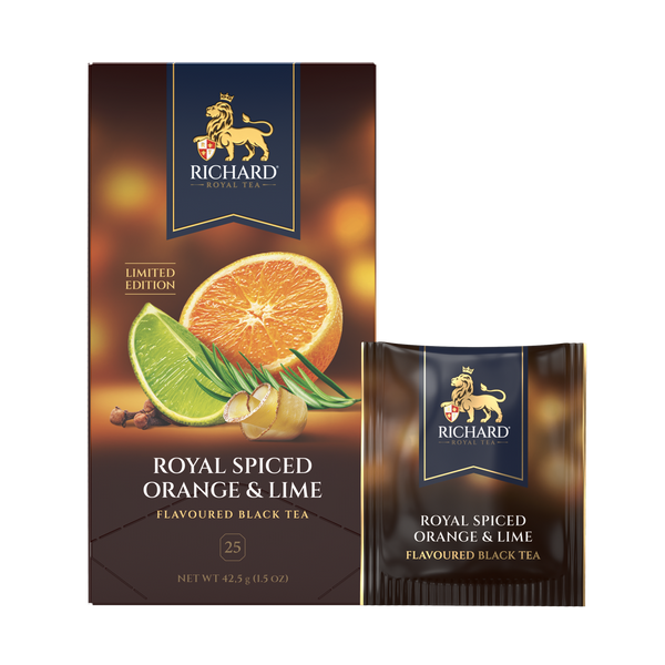 Чай Richard "ROYAL SPICED ORANGE & LIME" чай чёрный ароматизированный в формате 25 саш. ID999MARKET_6792610 фото