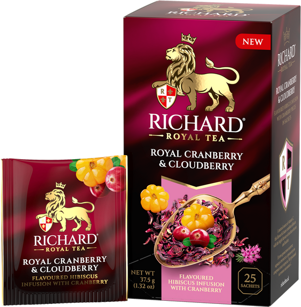 Чайный напиток Richard "Royal Cranberry & Cloudberry" фруктово-травяной ароматизированный 25 сашетов 102659 фото