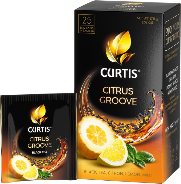 Чай черный в пакетиках CURTIS "Citrus Groove" 25 пакетиков, c лимоном, цитроном и мятой, мелколистовой 102233 фото